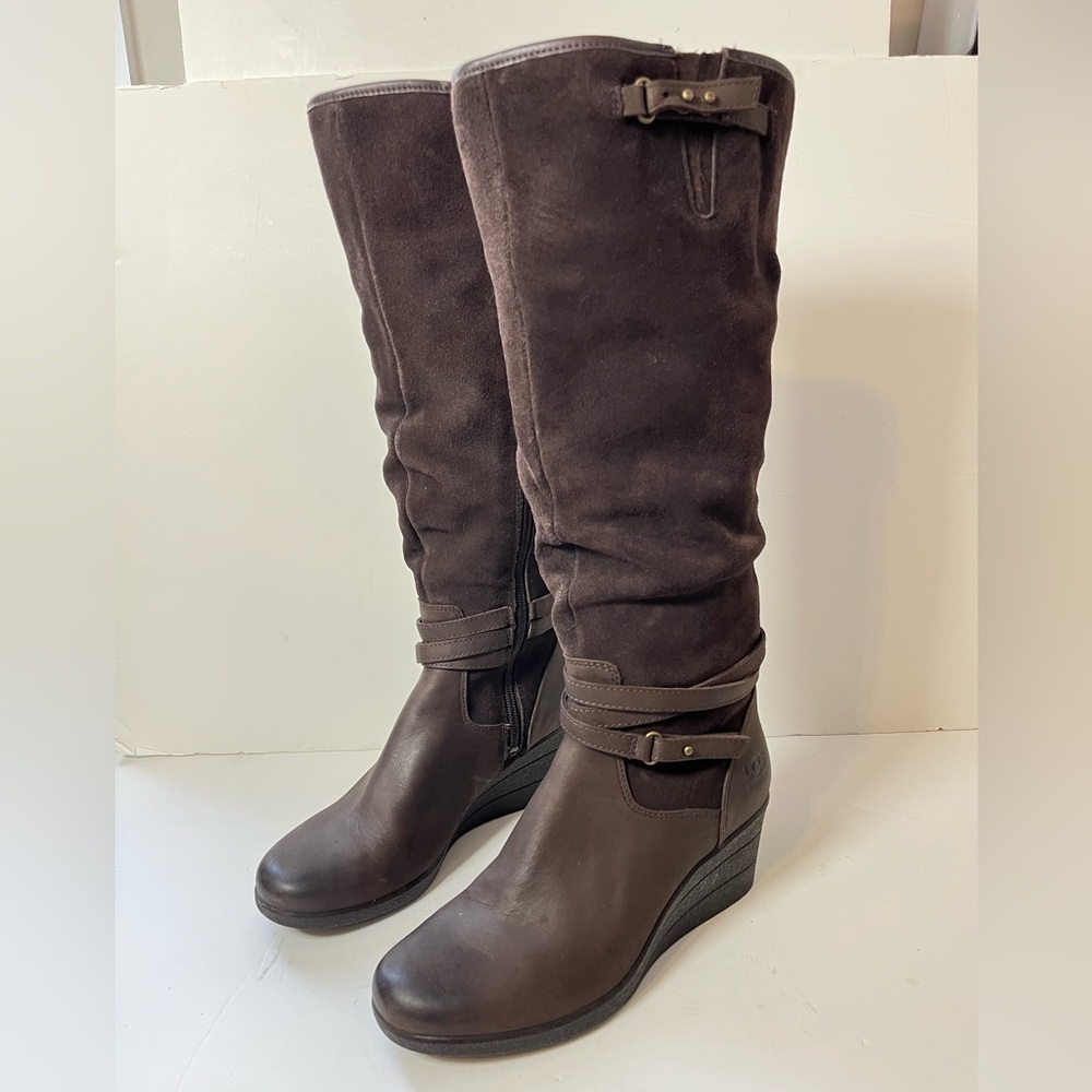 UGG Australia Brown Suede Knee High Wedge Boot Size 8